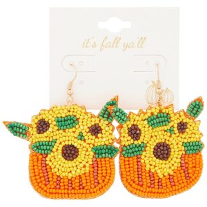 Fall Sunflower Drop Earrings