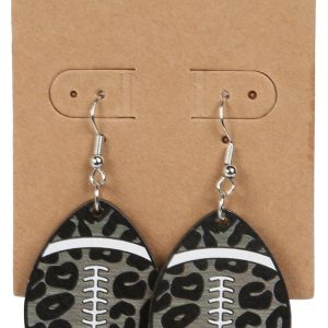 Animal Print Football Drop Earrings