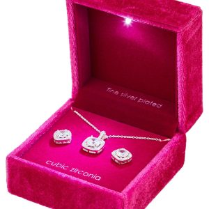 2 Pc Fine Silver Plated Earrings & Necklace Set