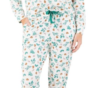 Women's 2 Pc Evergreen & Pinecone Long Pajama Set