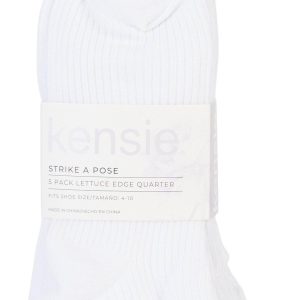 Women's 5 Pk Lettuce Edge Quarter Crew Socks