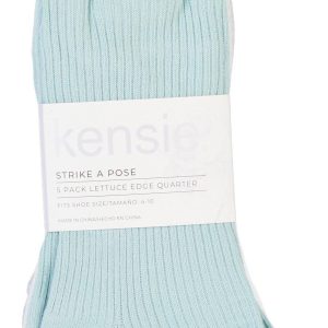 Women's 5 Pk Lettuce Edge Quarter Crew Socks