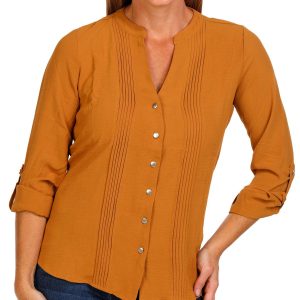 Women's Button & Pleat Front Top