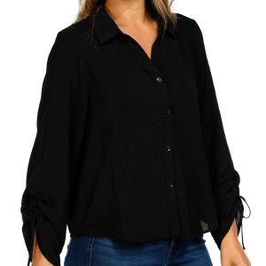 Women's Solid Button Down Top