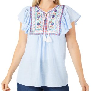 Women's Americana Embroidered Floral Top