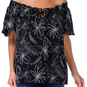 Women's Short Sleeve Floral Peasant Top