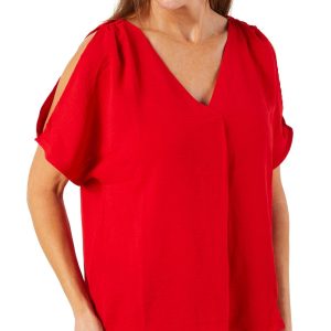 Women's Solid Split Sleeve Top