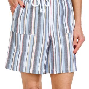 Women's Stripe Print Linen Shorts
