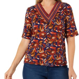 Women's Short Sleeve Floral Top