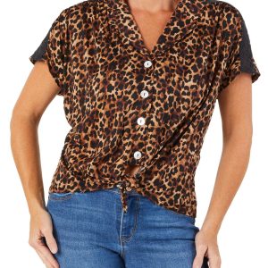 Women's Animal Print Button Down Top