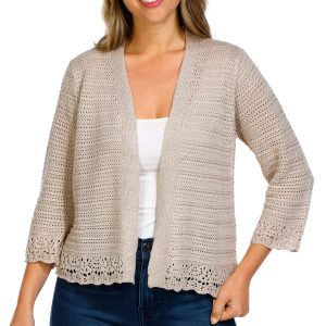 Women's 3/4 Sleeve Metallic Cardigan
