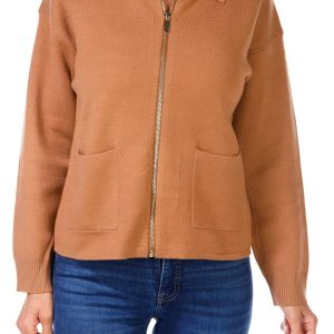 Women's Solid Zip Front Sweater
