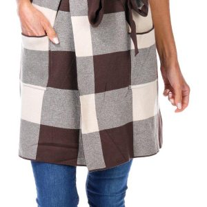 Women's Sleeveless Plaid Print Kimono