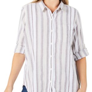 Women's Stripe Print Button Down Top