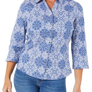 Women's Mandala Print Button Down Top