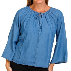 Women's Keyhole Chambray Top