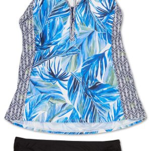 Women's 2 Pc Tropical Print Tankini