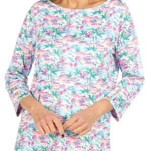 Women's Palm Tree Print Knit Top