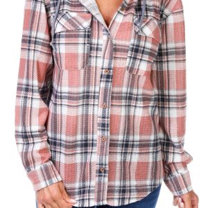 Women's Plaid Print Button Down Top
