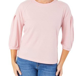 Women's Solid Pleated Sleeve Top