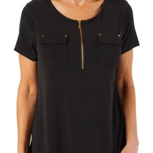Women's Solid Pocket Front Top