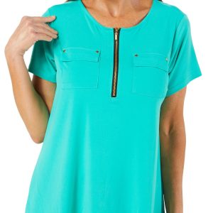 Women's Solid Pocket Front Top