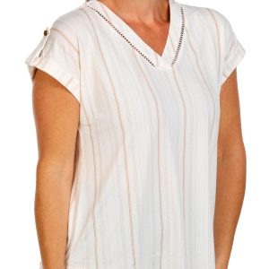 Women's Stripe & Lattice Top
