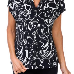 Women's Floral Print Button Front Top