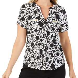 Women's Printed V-Neck Blouse