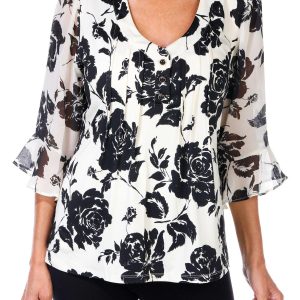 Women's Floral Print Bell Sleeve Top