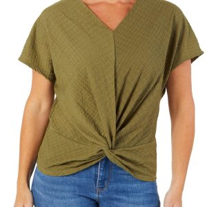 Women's Twisted Front V-Neck Top