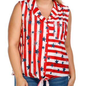 Women's Plus Sleeveless Americana Top