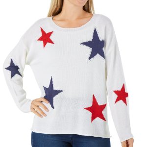 Women's Petite Americana Star Print Sweater