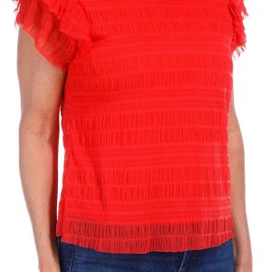 Women's Petite Solid Ruffle Top