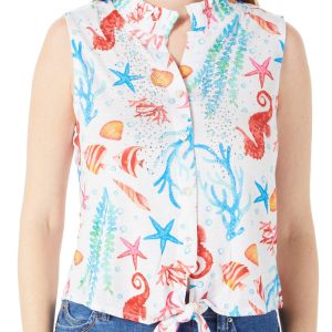 Women's Petite Coastal Print Top