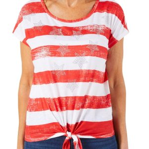 Women's Petite Americana Stripe Print Top