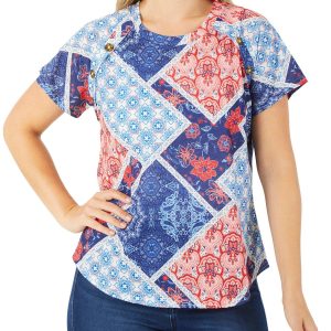 Women's Petite Patch Print Top