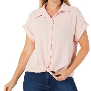 Women's Solid Tie Front Top