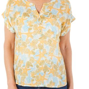 Women's Petite Leaf Print Top