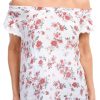 Women's Petite Floral Eyelet Off Shoulder Top