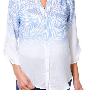 Women's Petite 3/4 Sleeve Palm Print Top