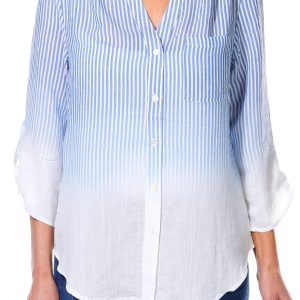 Women's Petite Ombre Stripe Print Top