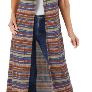 Women's Sleeveless Stripe Kimono