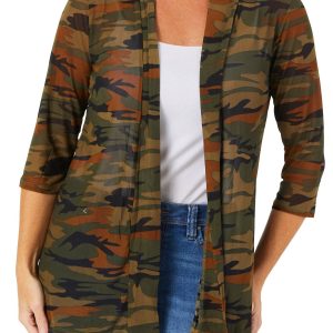 Women's Camouflage Open Front Cardigan