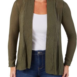 Women's Solid Open Front Cardigan