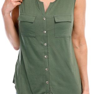 Women's Sleeveless Button Down Top