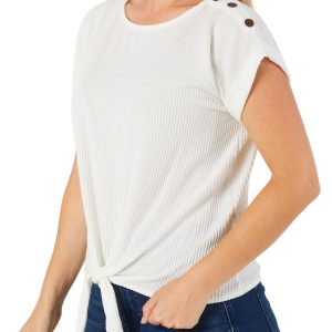 Women's Solid Tie Front Top