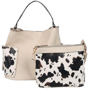 2 Pc Cow Hobo Satchel
