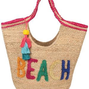 Embroidered Beach Jute Tote
