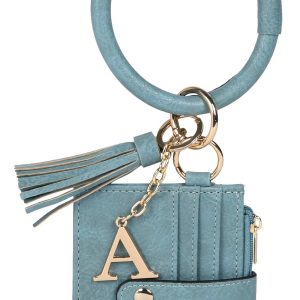 Solid Faux Leather O-Ring Wristlet